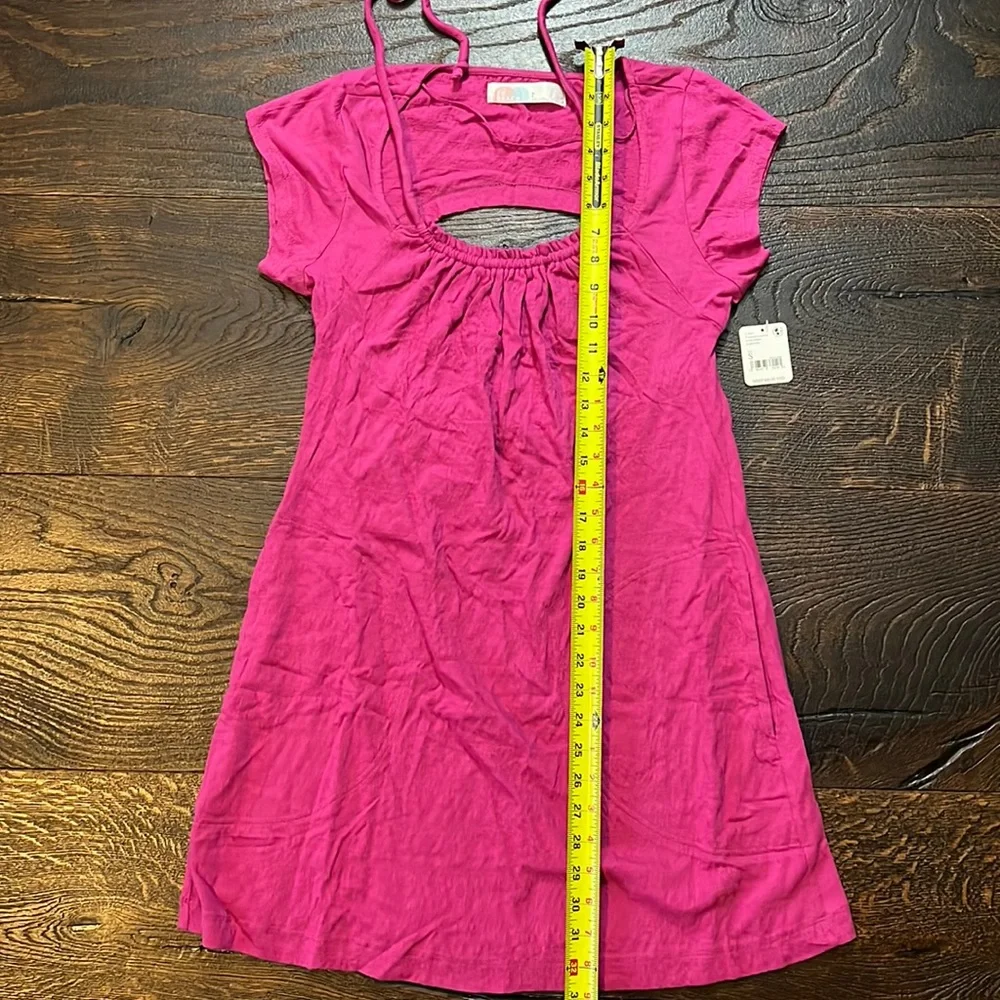 16. Free People Beach free-est Vivi Open Back Stretch Cotton Dress in Raspberry - Picture 6 of 8